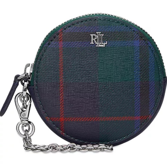 Ralph Lauren Crosshatch Leather Small Round Pouch - Picture 1 of 3